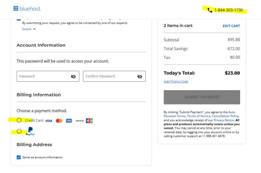 Bluehost Payment Options