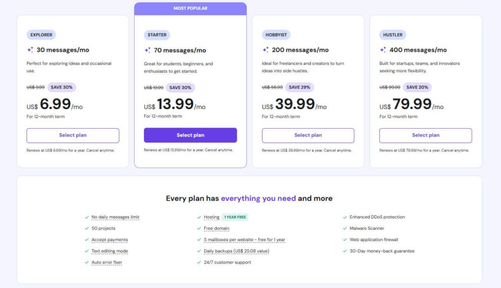 Hostinger Horizons Pricing Review